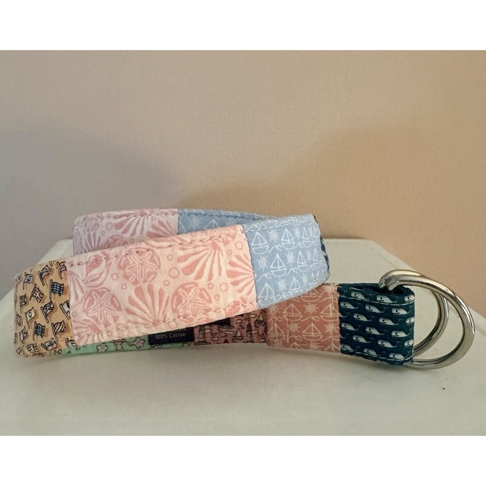 Vineyard Vines Belt Patchwork Fabric Nautical Preppy Unisex Excellent SZ L 40”